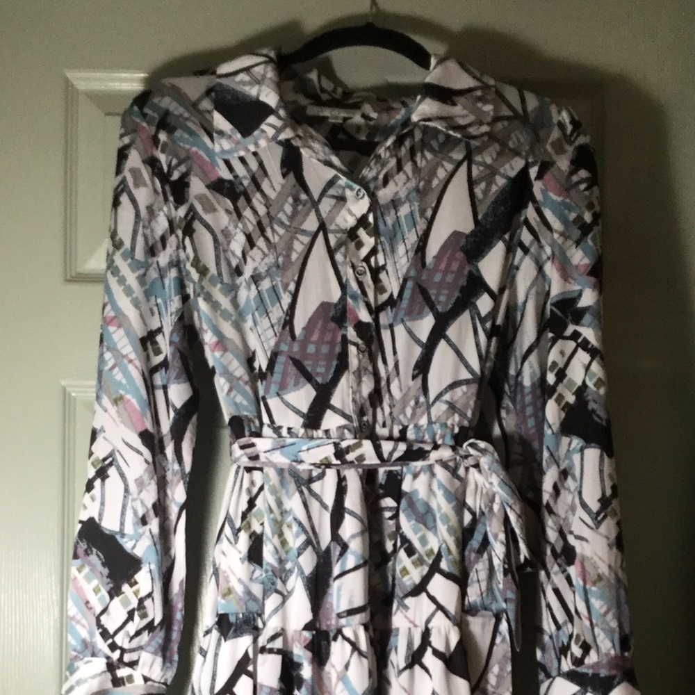 The Executive blue and color print dress